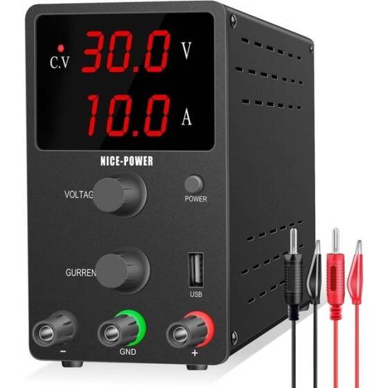 Black SPS3010 30V10A Vertical Digital Tube DC Adjustable RegulaTor Power Supply With Cable 110V US Plug - 1