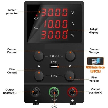 Black SPS305 30V5A Vertical Digital Tube DC Adjustable RegulaTor Power Supply With Cable 110V US Plug - 3