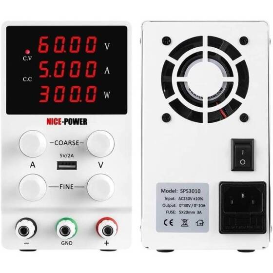 Black SPS605 60V5A Vertical Digital Tube DC Adjustable RegulaTor Power Supply With Cable 220V EU Plug - 5