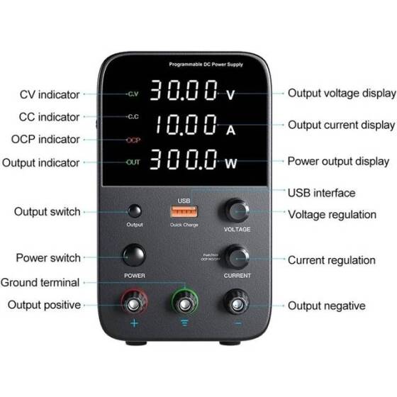 Black WPS1602H 160V 2A DC Adjustable RegulaTor Power Supply With Cable 220V EU Plug - 4