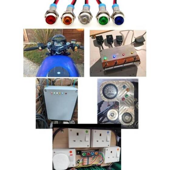 Blue 220V 6mm LED Metal Indicator Light With 15cm Cable - 2