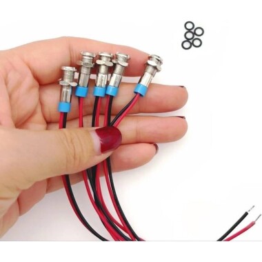 Blue 220V 6mm LED Metal Indicator Light With 15cm Cable - 5