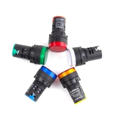 Blue AC220V 22mm AD16-22DS LED Power Pilot Signal Light Lamp - 3