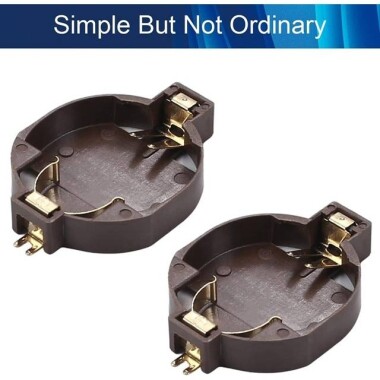 Brown CR2032-BS-10 Button Battery Patch Holder Golden Color Pin - 2
