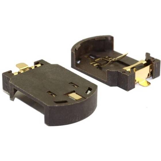 Brown CR2032-BS-8 Button Battery Patch Holder Golden Color Pin - 2