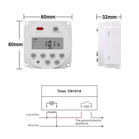 CN101A 12V LCD Digital Timer Programmable Time Switch inside Battery - 2