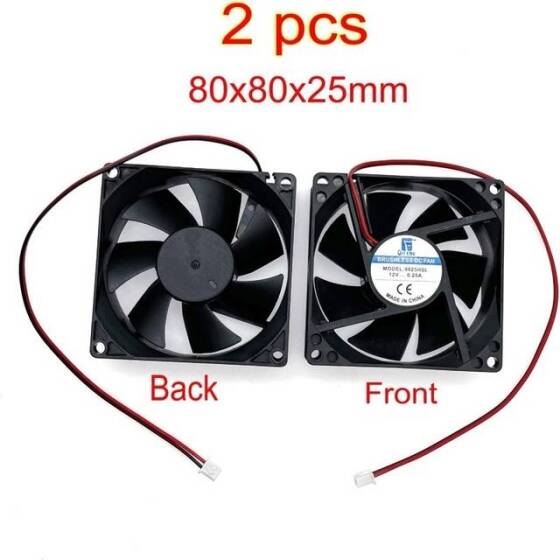 DC12V 0-25A 8025 Double Ball Cooling Fan XH2-54-2P 30cm Cable Size:80x80x25mm - 3