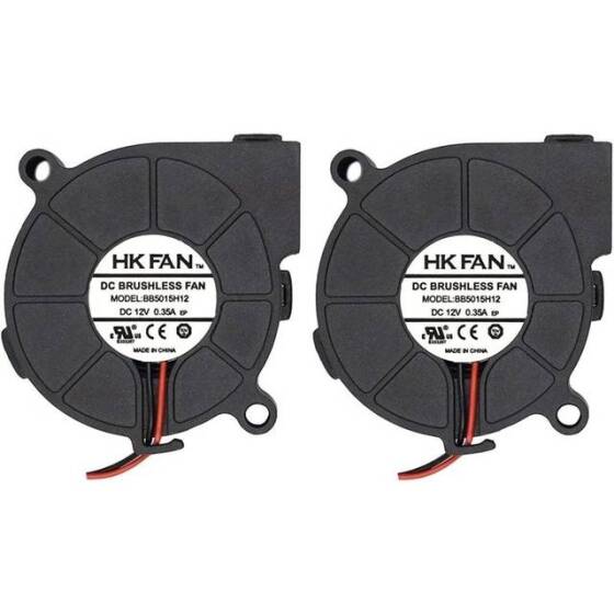 DC12V 0-28A 5015 Double Ball Centrifugal Fan With XH2-54-2P 30cm Cable Size:50x50x15mm - 1