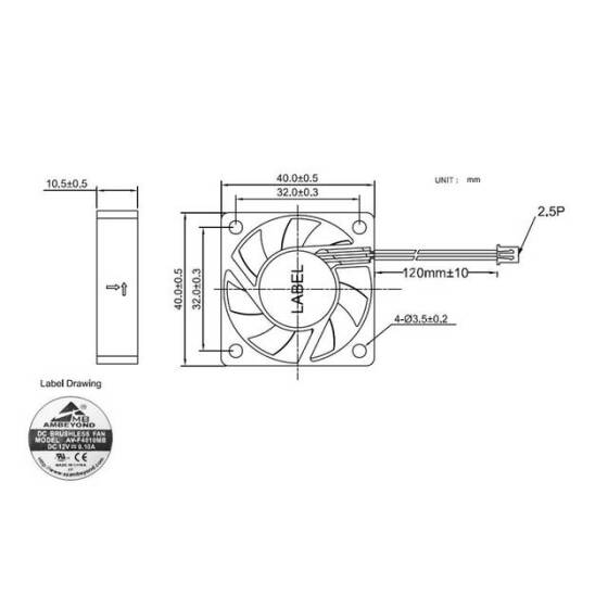 DC12V Cooling Fan 40x40x40x10mm - 4