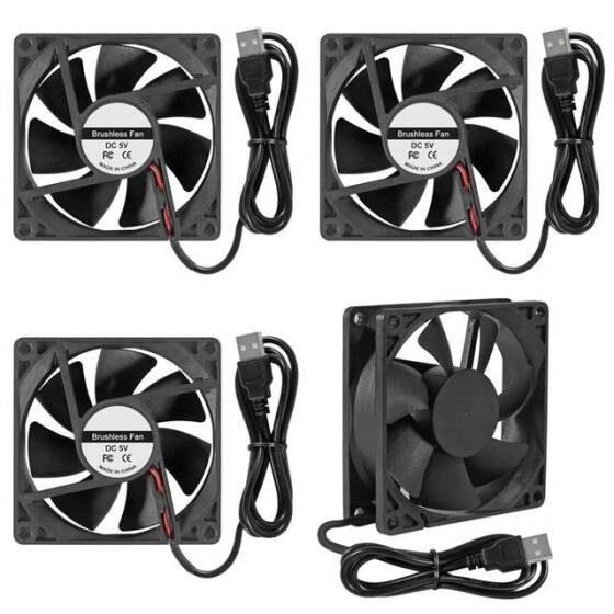 DC5V 0-27A 8025 Double Ball Cooling Fan With XH2-54-2P 30cm Cable Size:80x80x25mm - 2