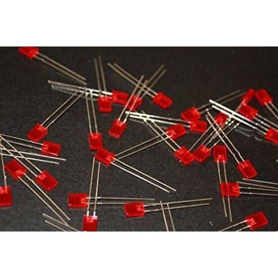 Diffused 18mm Leg 234 Rectangular LED Red Use 2V 20mA - 2