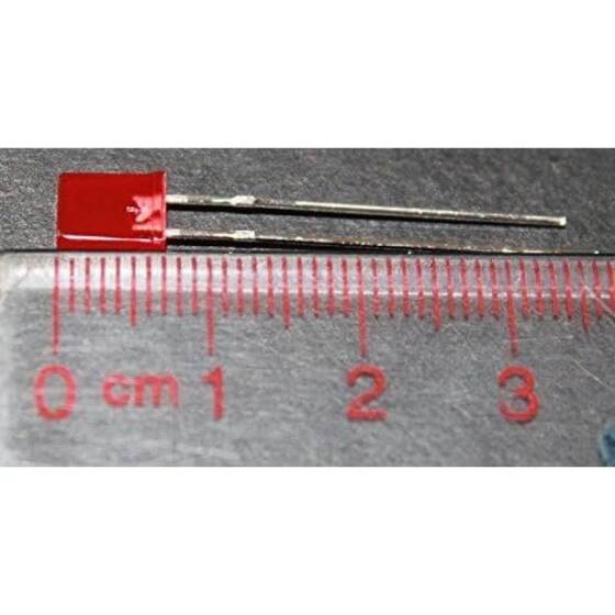 Diffused 18mm Leg 234 Rectangular LED Red Use 2V 20mA - 3