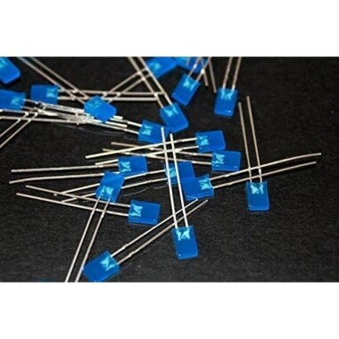 Diffused 28mm Leg 257 Rectangular LED Blue Use 3V 20mA - 2