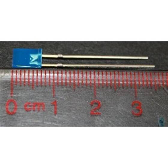Diffused 28mm Leg 257 Rectangular LED Blue Use 3V 20mA - 3