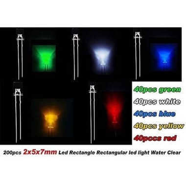 Diffused 28mm Leg 257 Rectangular LED White Use 3V 20mA - 2