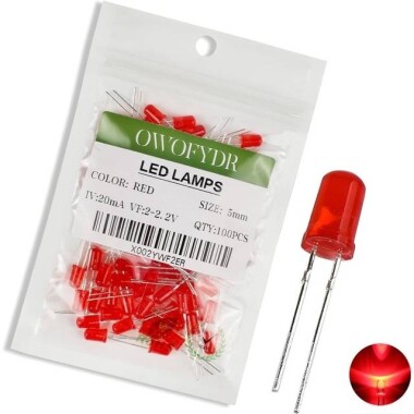 Diffused 28mm Leg 5mm LED Water Clear Red+Pure Green CA Use 2V 20mA - 1