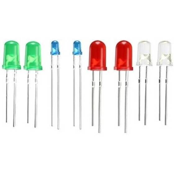 Diffused 28mm Leg 5mm LED Water Clear Red+Yellow Green CC Use 2V 20mA - 1