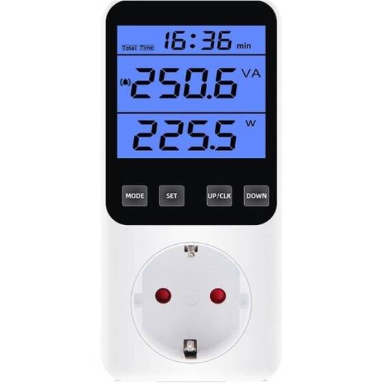 Digital LCD Power Meter Socket Power Analyzer BR Plug 230V 10A 2300W With Battery - 1