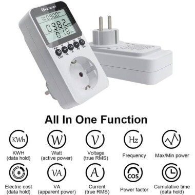 Digital LCD Power Meter Socket Power Analyzer EU Plug 230V 16A 3680W With Battery - 2