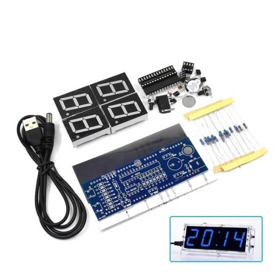 DIY Blue Led Electronic Microcontroller Digital Clock Time Kit - 1