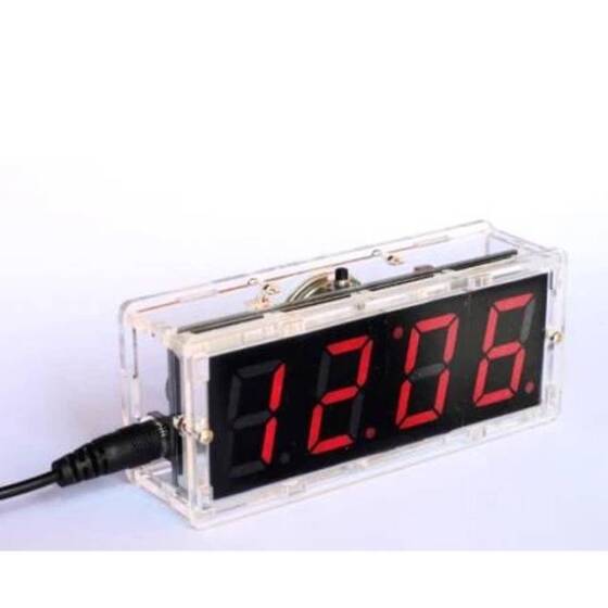 DIY Kit Blue Led Electronic Microcontroller Digital Clock Time Thermometer With Talking Clock And Pdf With Speaker - 1