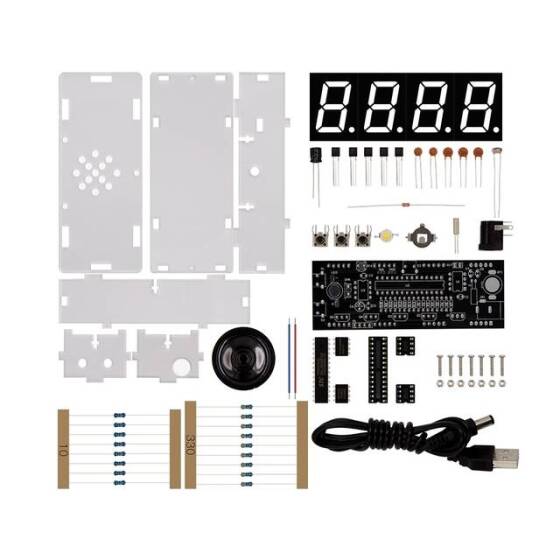 DIY Kit Red LED Electronic Microcontroller Digital Clock Time Thermometer With Talking Clock And Pdf With Speaker - 6