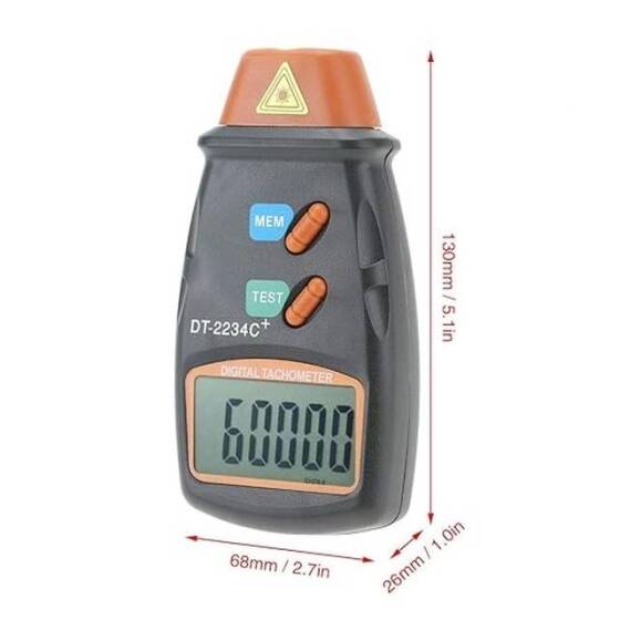 DT-2234C+ Digital Laser RPM Tachometer Non Contact Measurement Tool - With 9V Battery - 2