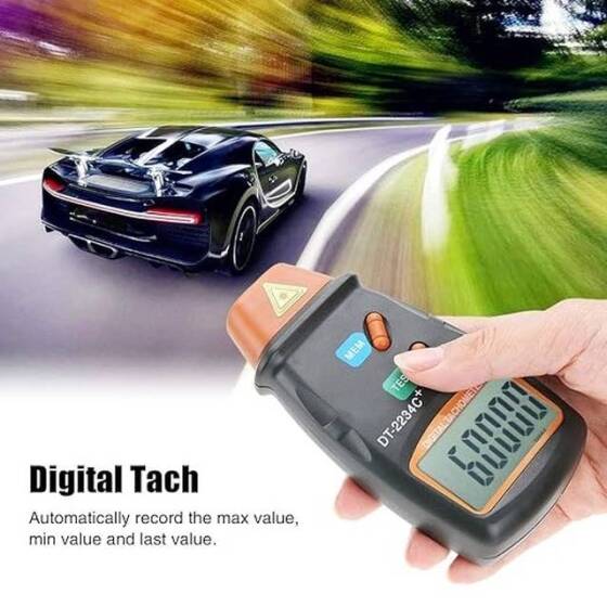 DT-2234C+ Digital Laser RPM Tachometer Non Contact Measurement Tool - Without Battery - 4