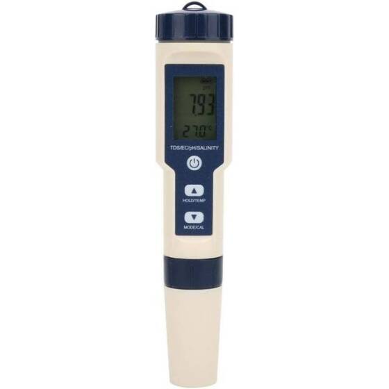 EZ-9909 5 in 1 EC/ TDS/ PH/ TEMP/ SALY Water Quality Tester With Backlight Without Battery - 1