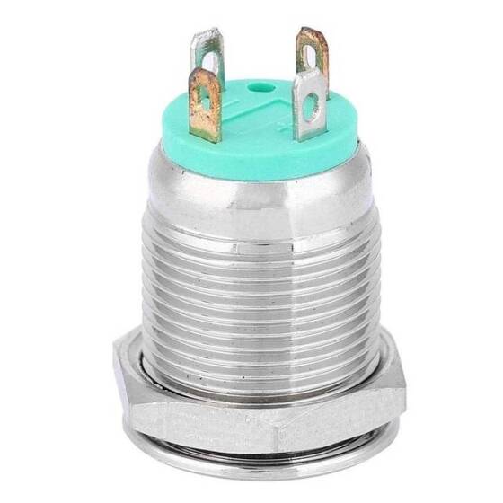 Flat Head 12mm 12-24V Waterproof Momentary Self-Reset Metal Push Button Switch With Red Led Light - 5