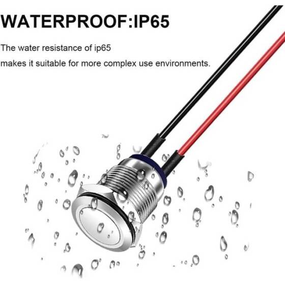 Flat Head 12mm Waterproof Self-Locking Metal Push Button Switch Without Light - 4