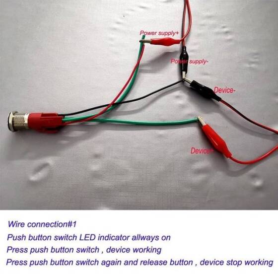 Flat Head 16mm 12-24V Waterproof Self-Locking Metal Push Button Switch With Red Led Light - 5