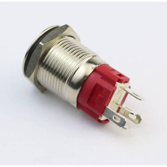 Flat Head 16mm 12-24V Waterproof Self-Locking Metal Push Button Switch With Yellow Led Light - 4