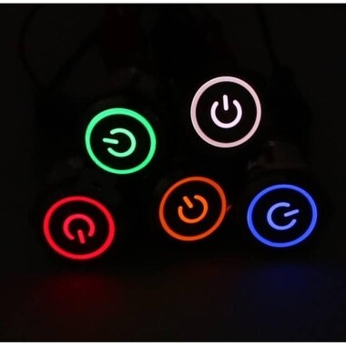 Flat Head 16mm 12-24V Waterproof Self-Locking Metal Push Button Switch With Yellow Led Light - 5