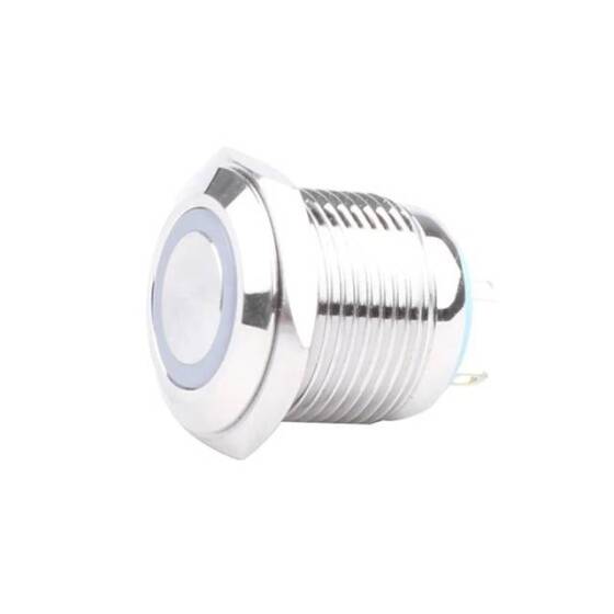 Flat Head 16mm 3-6V Waterproof Self-Locking Metal Push Button Switch With Blue Led Light - 2