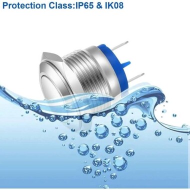 Flat Head 16mm Waterproof Self-Resert Metal Push Button Switch Without Light - 4