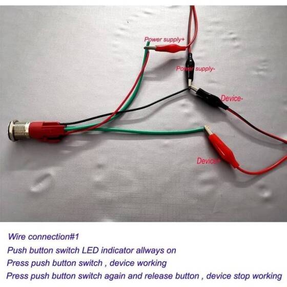 Flat Head 19mm 12-24V Waterproof Self-Locking Metal Push Button Switch With Green Led Light - 5