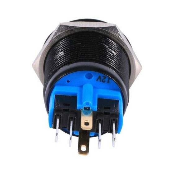 Flat Head 22mm 12-24V Waterproof Momentary Self-Reset Metal Push Button Switch With White Led Light And Switch Socket Button Connector - 4