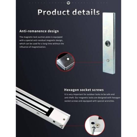 Glue Waterproof 250KG DC12V/500-600MA Two-Wire Magnetic Lock Right Outlet - 5