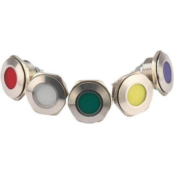 Green 10-24V 16mm LED Metal Indicator Light - 2