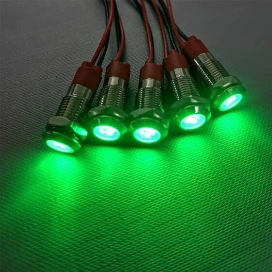 Green 3-9V 8mm LED Metal Indicator Light With 15cm Cable - 2