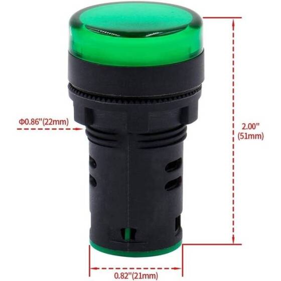 Green AC220V 22mm AD16-22DS LED Power Pilot Signal Light Lamp - 3