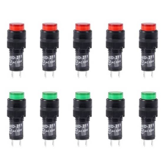 Green AC220V NXD-211 Small LED Signal Indicator Light - 1