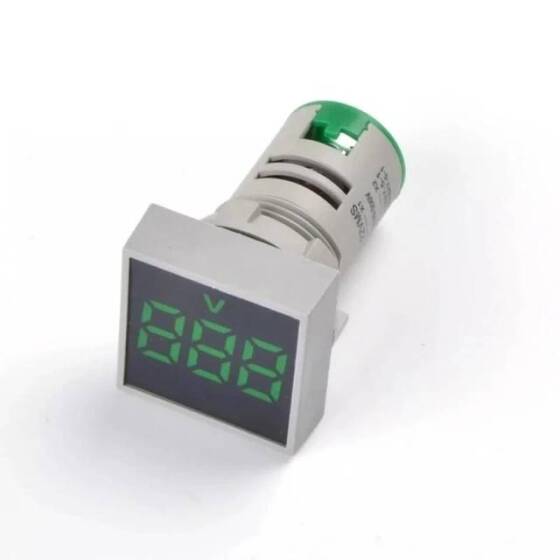 Green AC60-500V 22mm AD16-22FSV Square Frosted Surface LED Voltmeter Indicator Light - 2