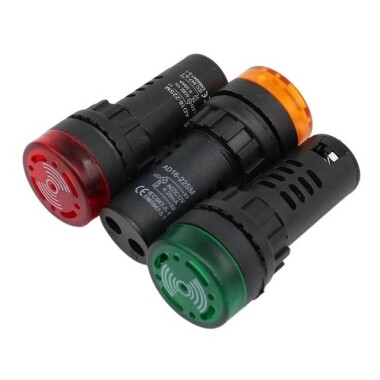 Green AC/DC110V 22mm AD16-22SM LED Signal Indicator Built-in Buzzer - 5