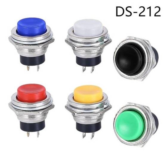 Green DS-212 16mm 2 PIN Momentary Self-Reset Off-On Round Button Switch - 2