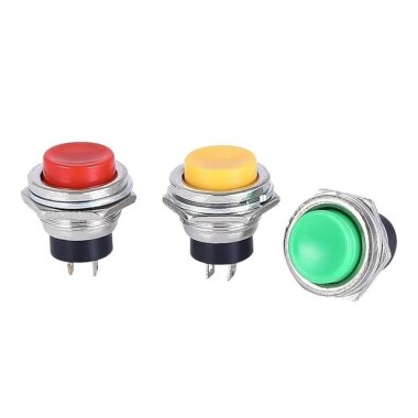 Green DS-212 16mm 2 PIN Momentary Self-Reset Off-On Round Button Switch - 4