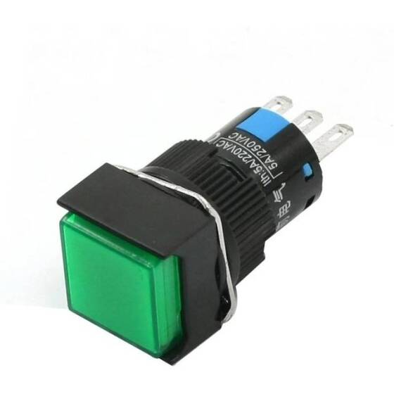 Green LA128A 220V 8PIN 16mm Thread Self-Reset Round Push Button Switch - 1