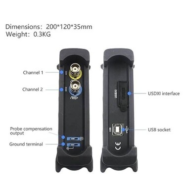 Hantek 6022BE Laptop PC USB Digital Storage Virtual Oscilloscope 2 Channels 20Mhz - 6