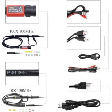 Hantek DSO2C15 150Mhz 2CH Digital Storage Oscilloscope US Plug - 5